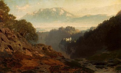 Mountain Landscape with a Castle by Ludwig Willroider